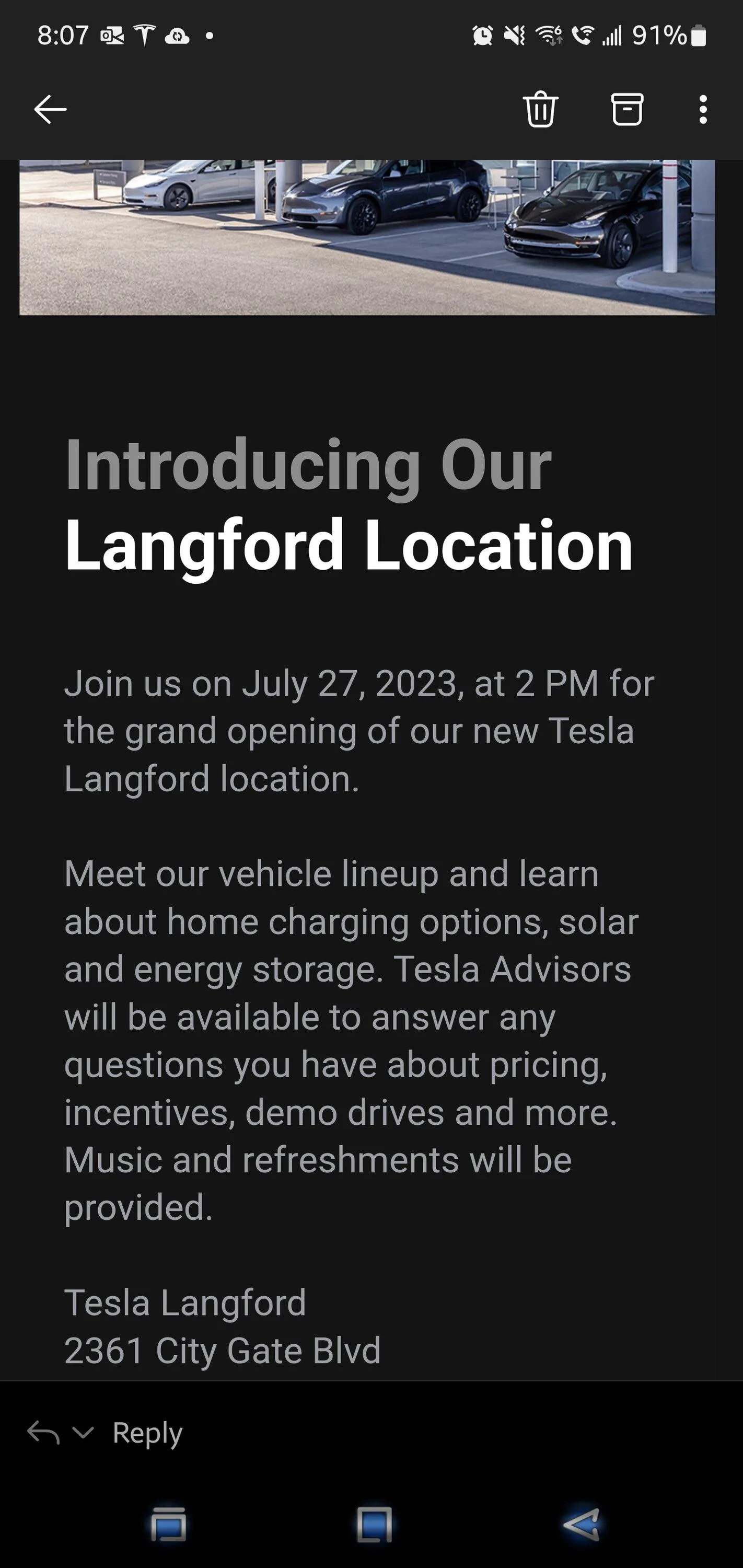 Tesla Cybertruck Victoria location Grand opening Screenshot_20230712-080759_Outlook