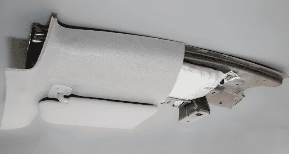 Tesla Cybertruck Airbag descending from roof/visor might be safer than airbags shot 150mph directly at your face 1689357228578