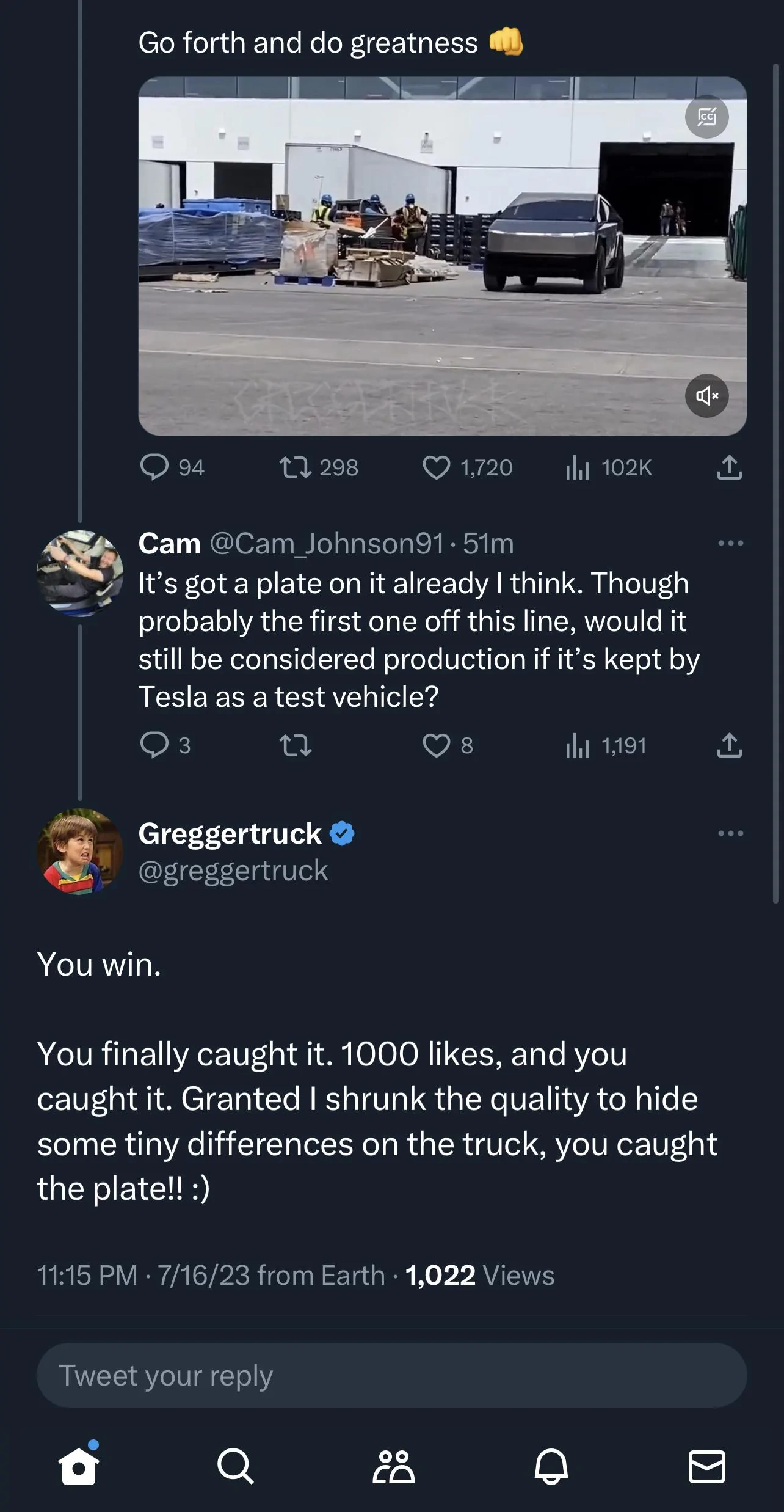 Tesla Cybertruck First Cybertruck Produced at Giga Texas Exits Into The Wild Unknown 2C9F1120-9BD8-4CC3-A149-4DE7FC2F3644
