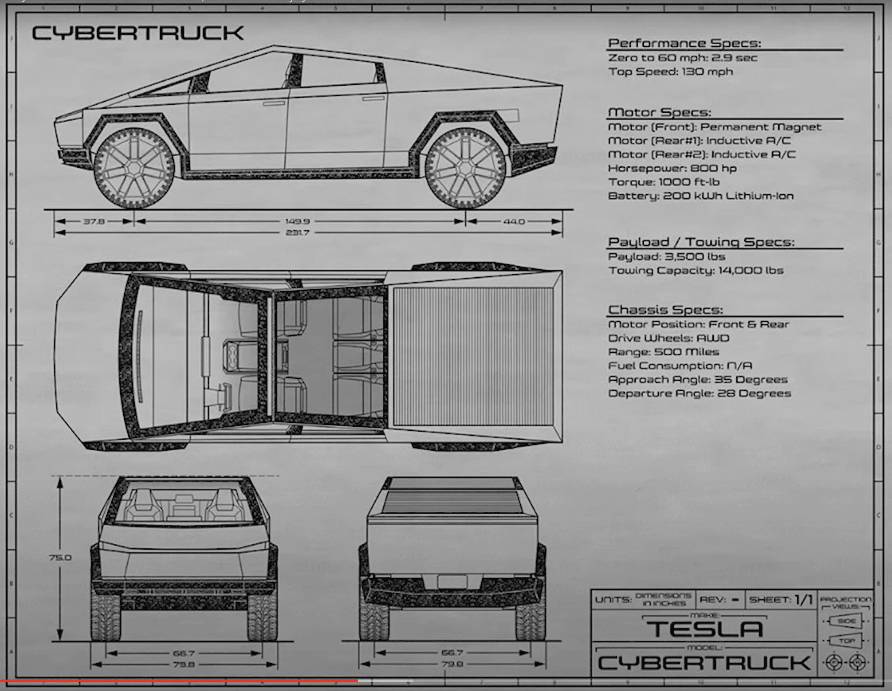 Tesla Cybertruck Video: Cybertruck in low suspension mode @ light next to Highlander and followed by Model Y Screenshot 2023-07-18 at 7.14.54 AM