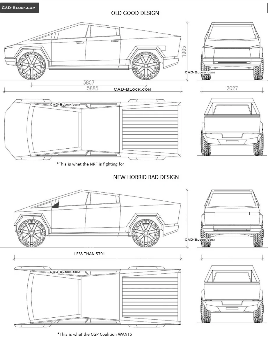 Tesla Cybertruck So the Cybertruck fits in a garage (at under 19ft long)... But was the size reduction worth it for you? 1689919772365