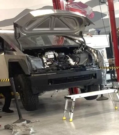 Tesla Cybertruck Cybertruck wrapped like an ICE F-150 🧐 Frunk Open Look (No Tub Installed) tesla cybertruck front trunk open