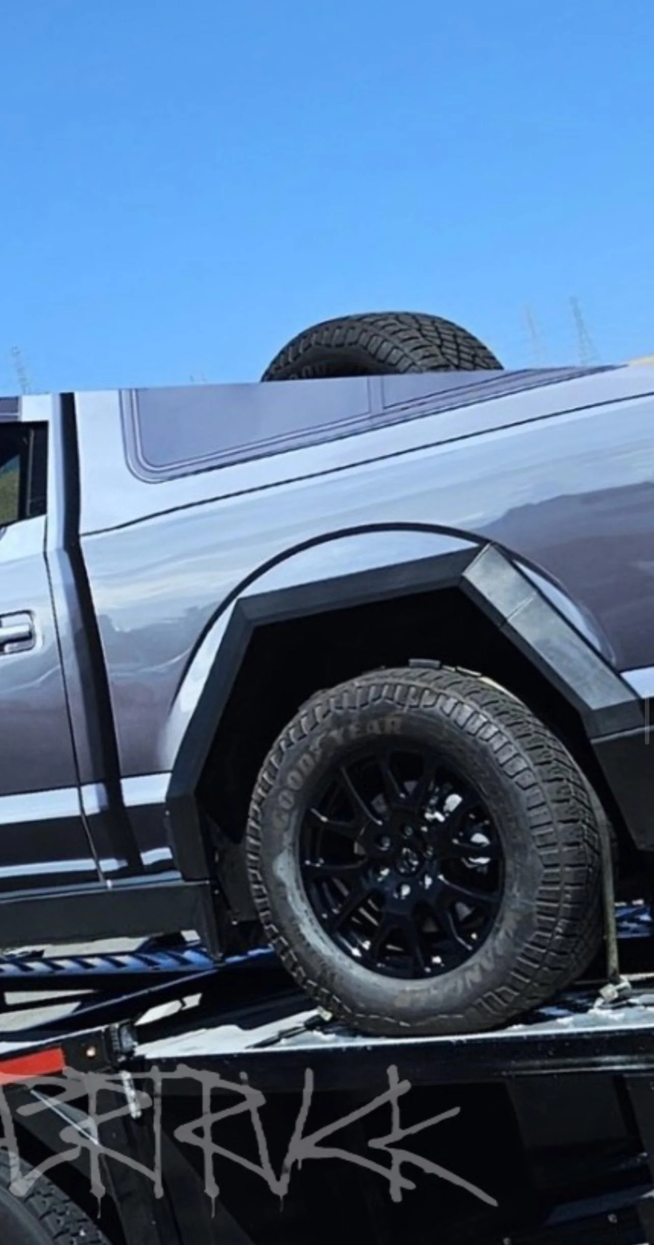 Tesla Cybertruck F-150 Wrapped Cybertruck Spotted Driving & Showing Hitch 0834A6AB-F342-48E0-907F-BC23AD8268F3
