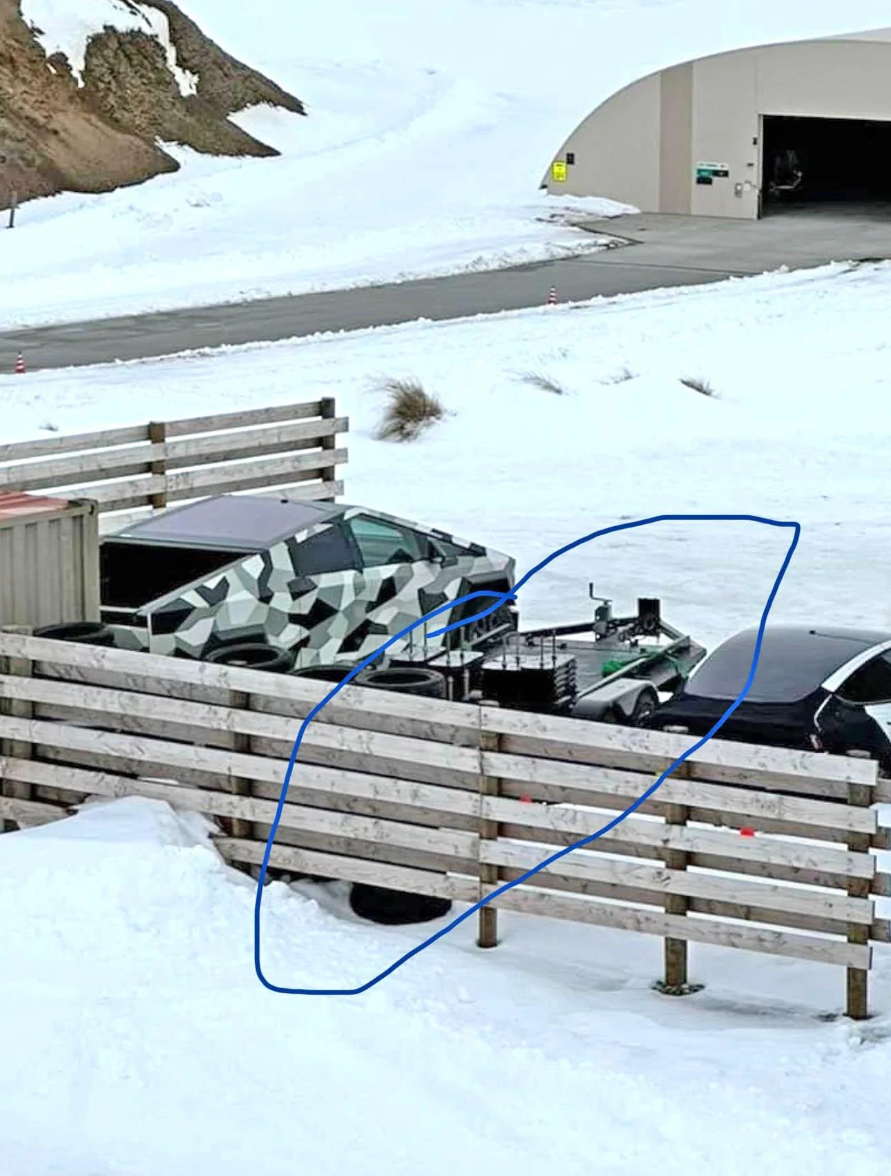 Tesla Cybertruck Cybertruck tow testing during winter tests? Trailer spotted cybertruck towing test