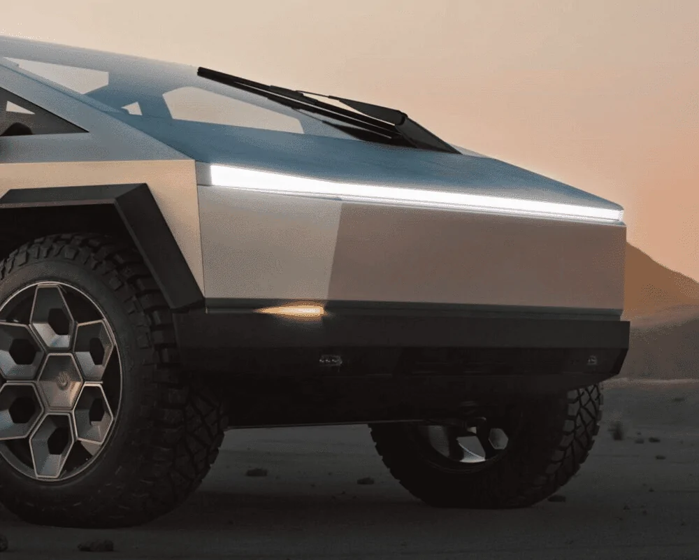 Tesla Cybertruck Closeup look at new wheels & body panels on release candidate Cybertruck CyberHexWheels-01