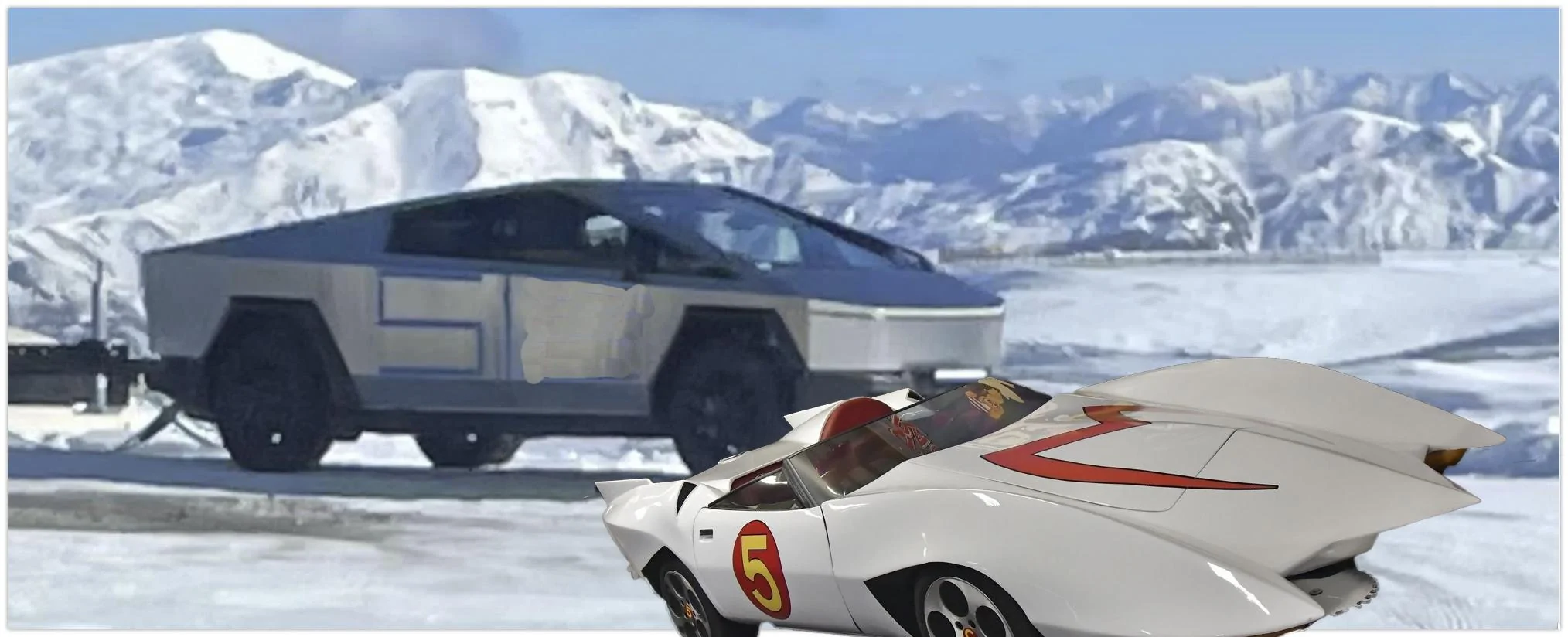 Tesla Cybertruck First Cybertruck towing pic with trailer attached + light bar on front bumper Cyber 5