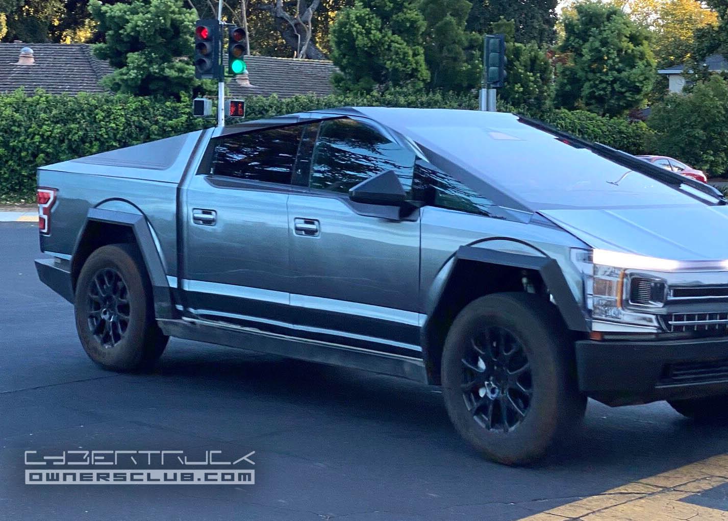 Tesla Cybertruck Cybertruck F-150 spotted driving around Palo Alto streets (8/14/23) cybertruckf150-1