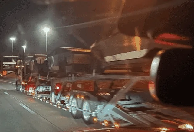 Tesla Cybertruck Semis transporting Cybertrucks spotted on freeway IMG_5029