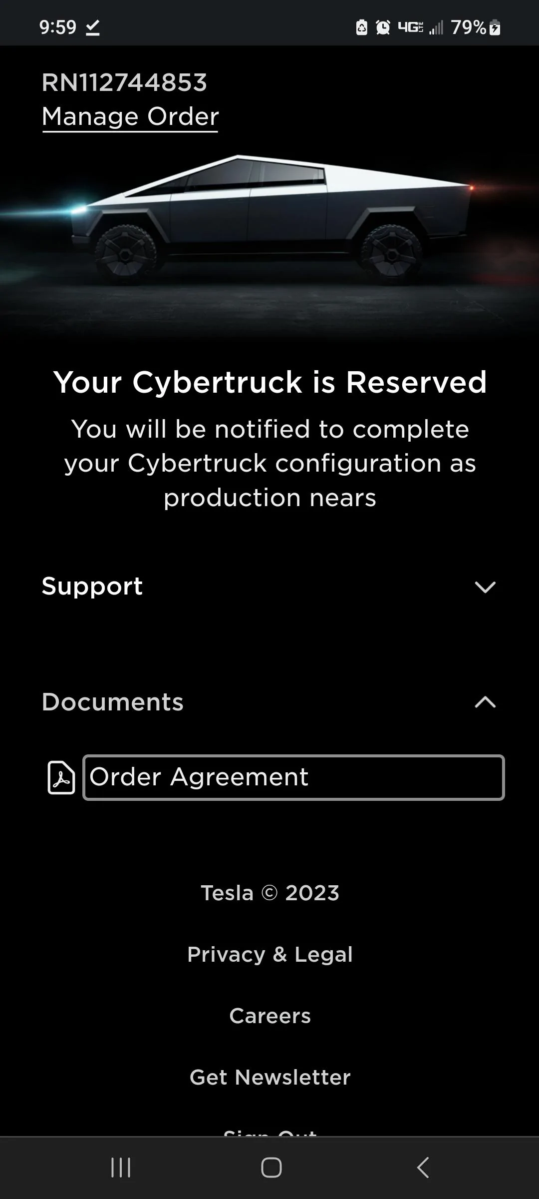 Tesla Cybertruck Post your Cybertruck preorder reservation number! Screenshot_20230815_215958_Chrom