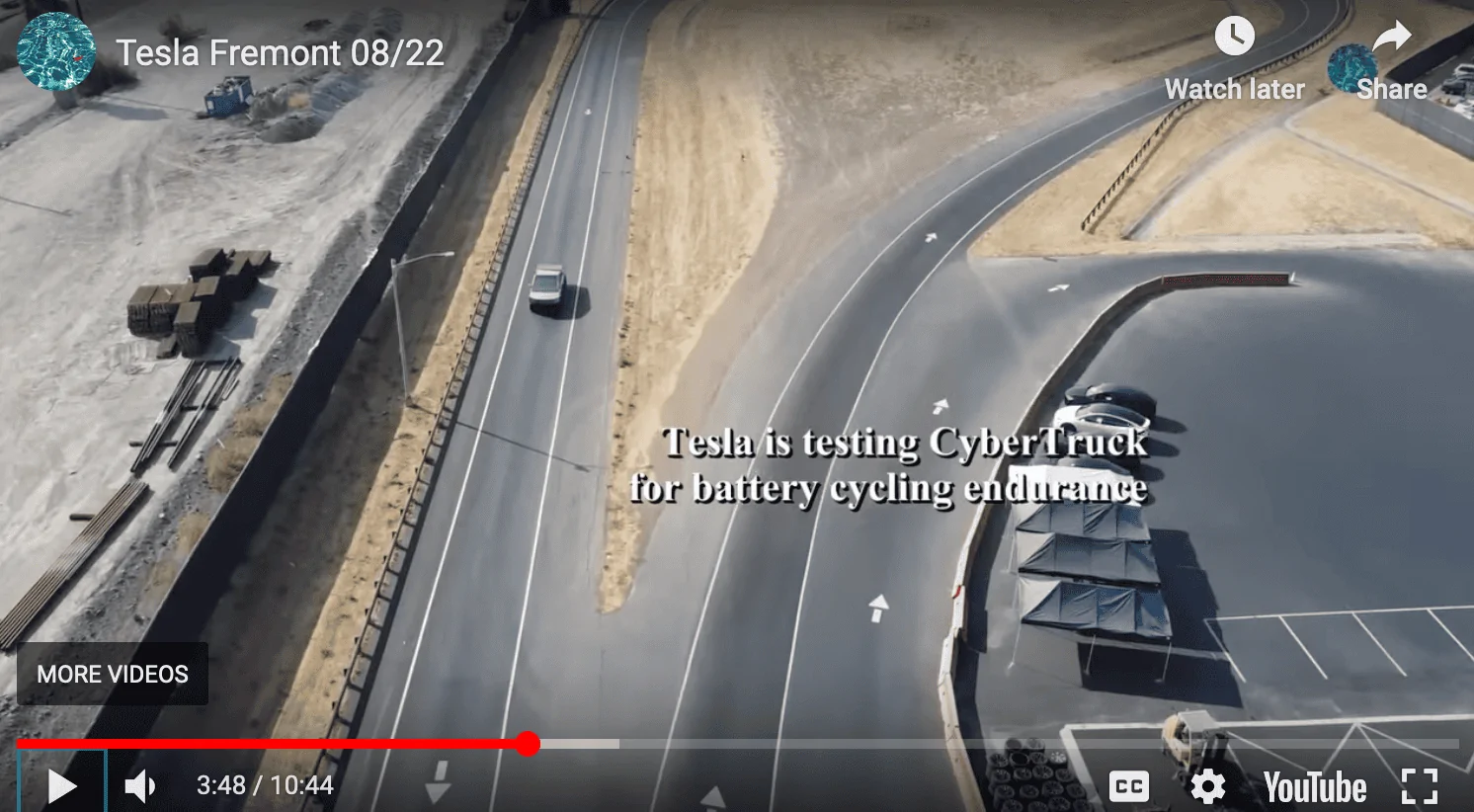 Tesla Cybertruck Fremont test track footage shows Cybertruck undergoing battery endurance test Screenshot 2023-08-23 at 9.27.36 AM