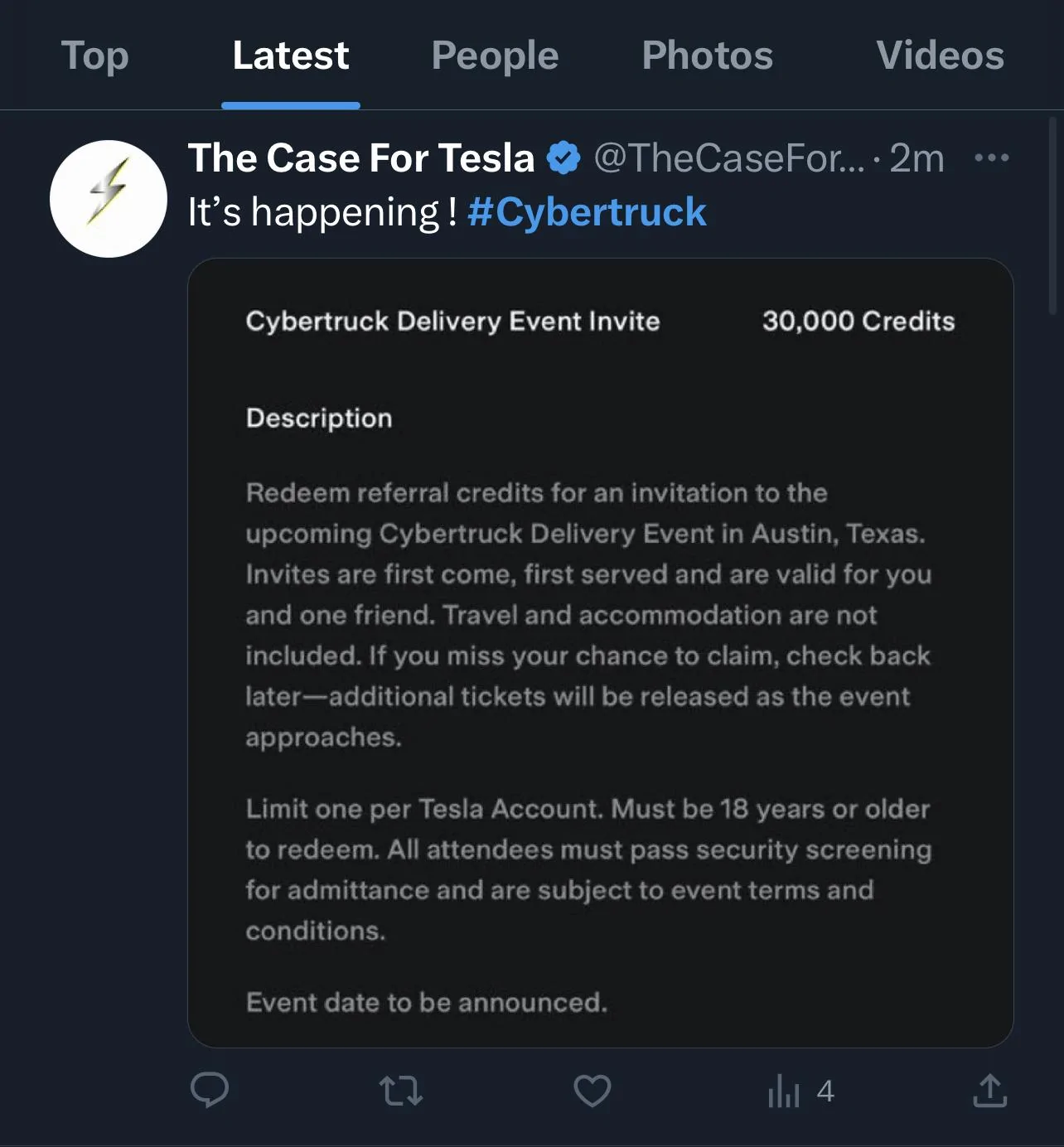 Tesla Cybertruck Cybertruck Delivery Event Invites Are Here!! 📨 😱 Check Your Tesla App 📲 59437EDD-4B24-45E3-91F1-0F87E69235CF