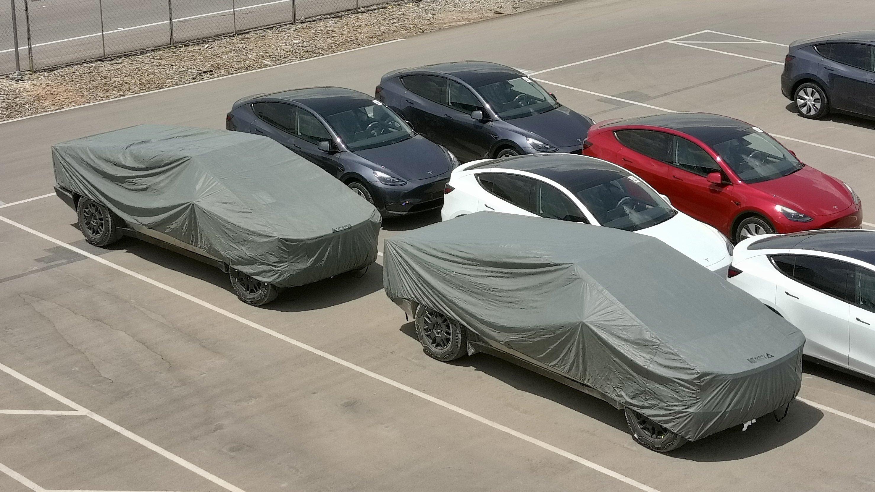 Tesla Cybertruck Seven various Cybertrucks spotted at GFTX today, including build "689"! F4UYU98WcAIVy0Z