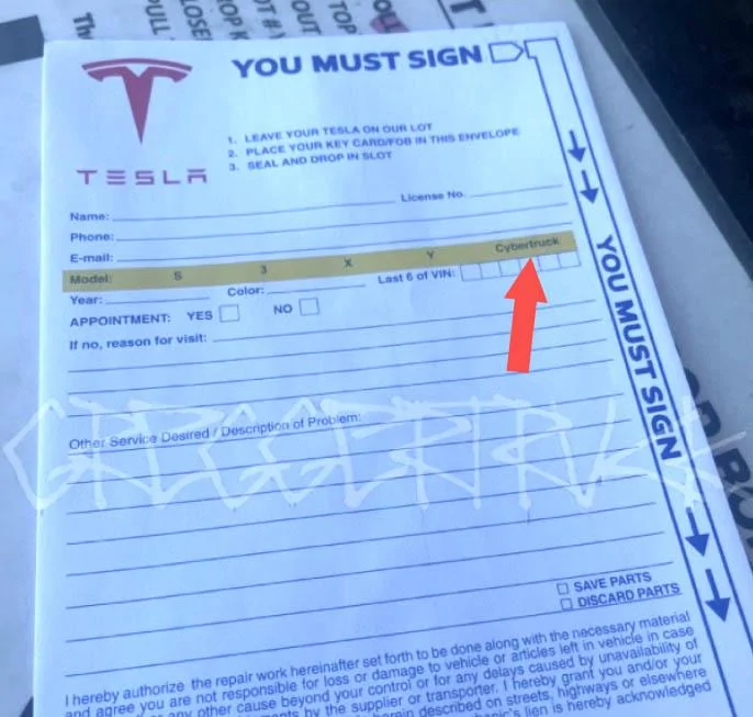 Tesla Cybertruck Cybertruck is now a drop-off selection option on Tesla Service Center pads! cybertruck servic
