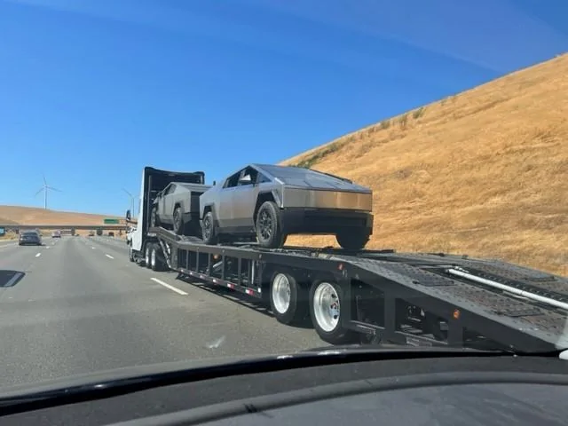 Tesla Cybertruck Cybertrucks spotted near Tracy, CA today. Wearing Goodyear LT285/65ZR/20 M&S tires cyber3