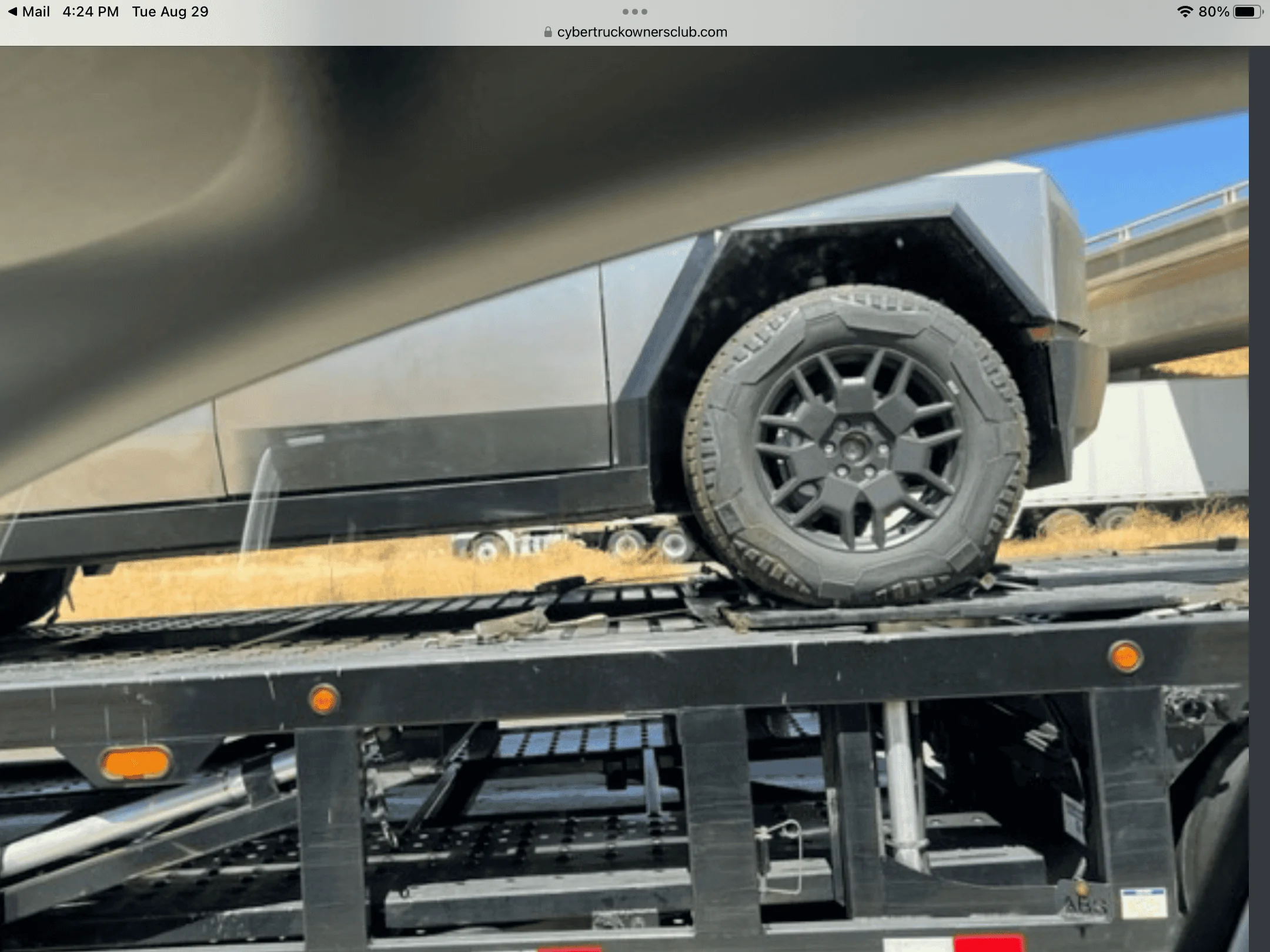 Tesla Cybertruck Cybertrucks spotted near Tracy, CA today. Wearing Goodyear LT285/65ZR/20 M&S tires FFBC3ABB-FF72-4F3D-89E2-0F34A5CBC27B