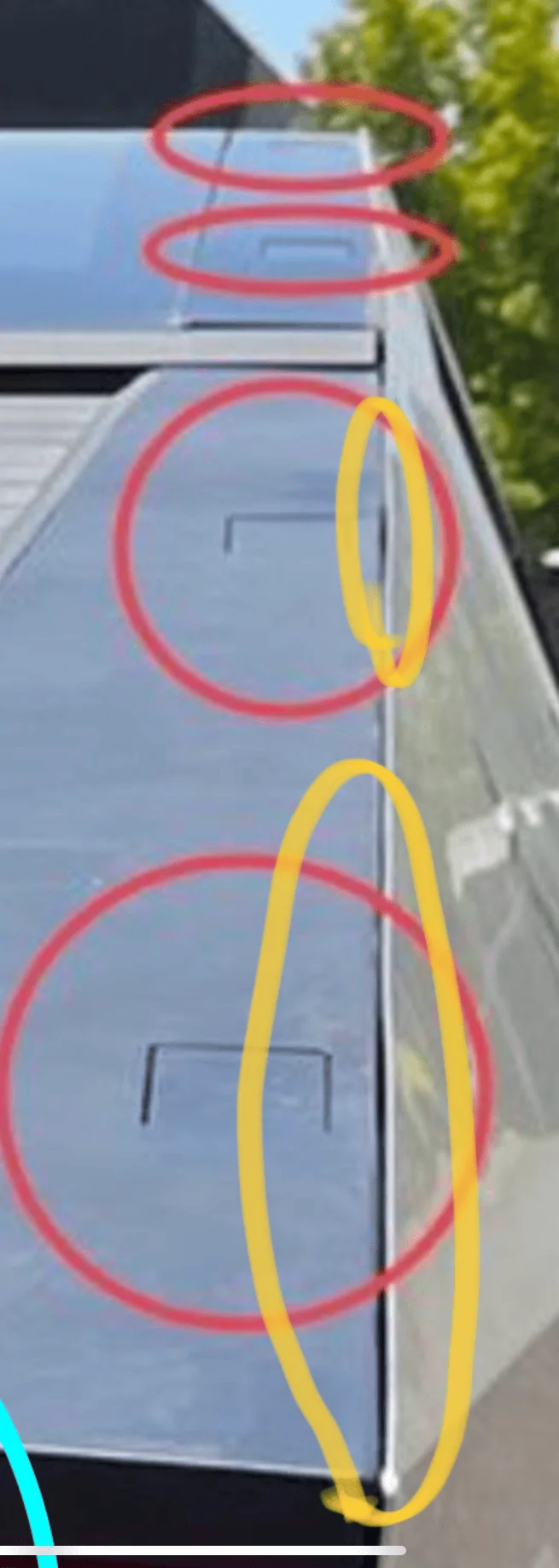 Tesla Cybertruck Mounting anchor points on Cybertruck roof and bed (photo) for racks, parts, accessories 1693426974522