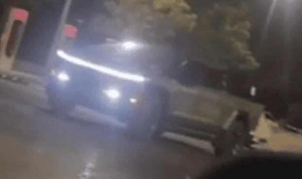 Tesla Cybertruck DRL, headlights, fog lights, sidemarkers, tail light bar ON in night time video (on Tundra Cybertruck leaving supercharger) 1693507414831
