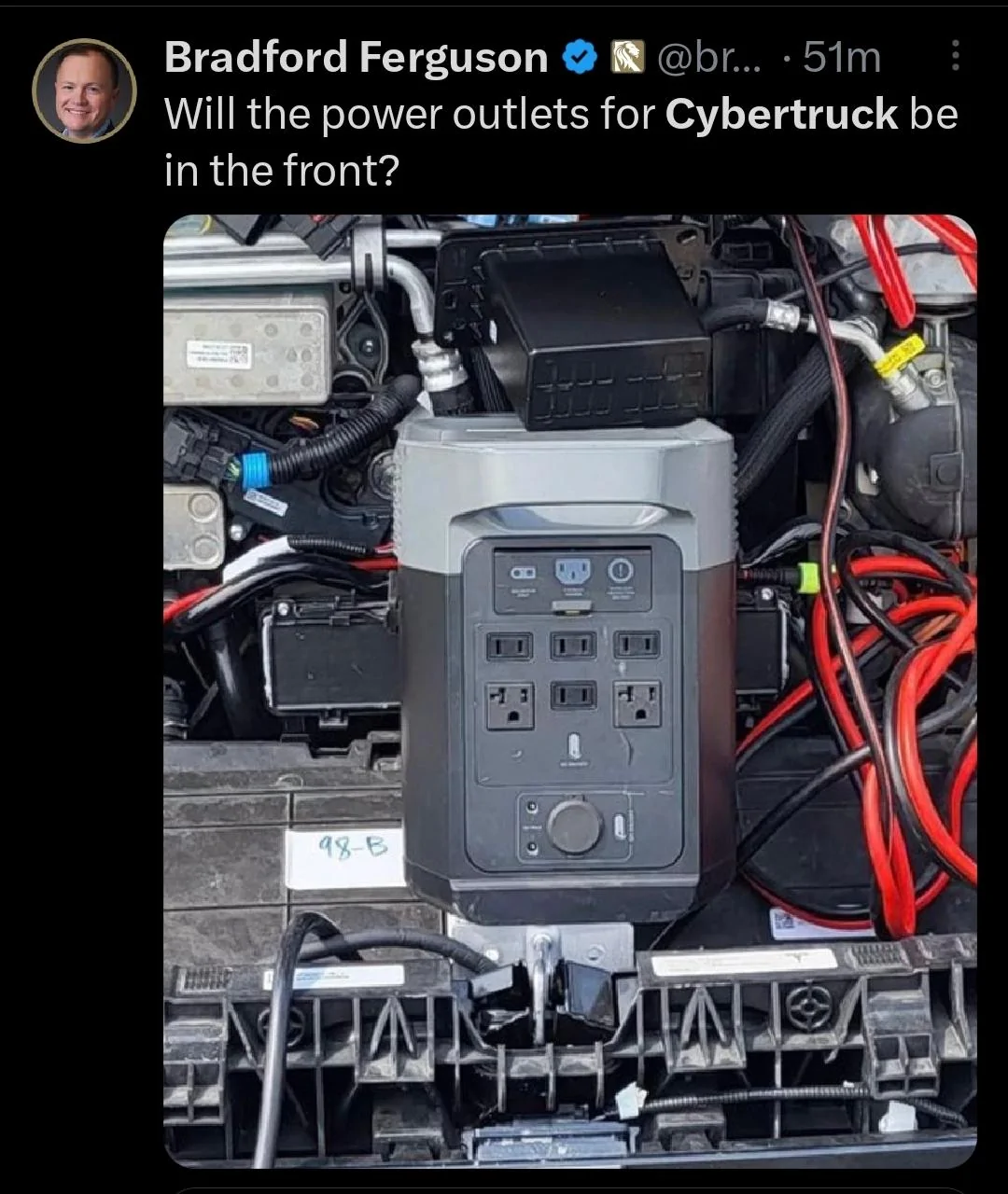 Tesla Cybertruck Closeups!! Dual Motor Cybertruck shows frunk open, alcantara headliner, perforated seats, rectangular steering wheel, VIN # (8/31 pics) Screenshot_20230831_183104_X