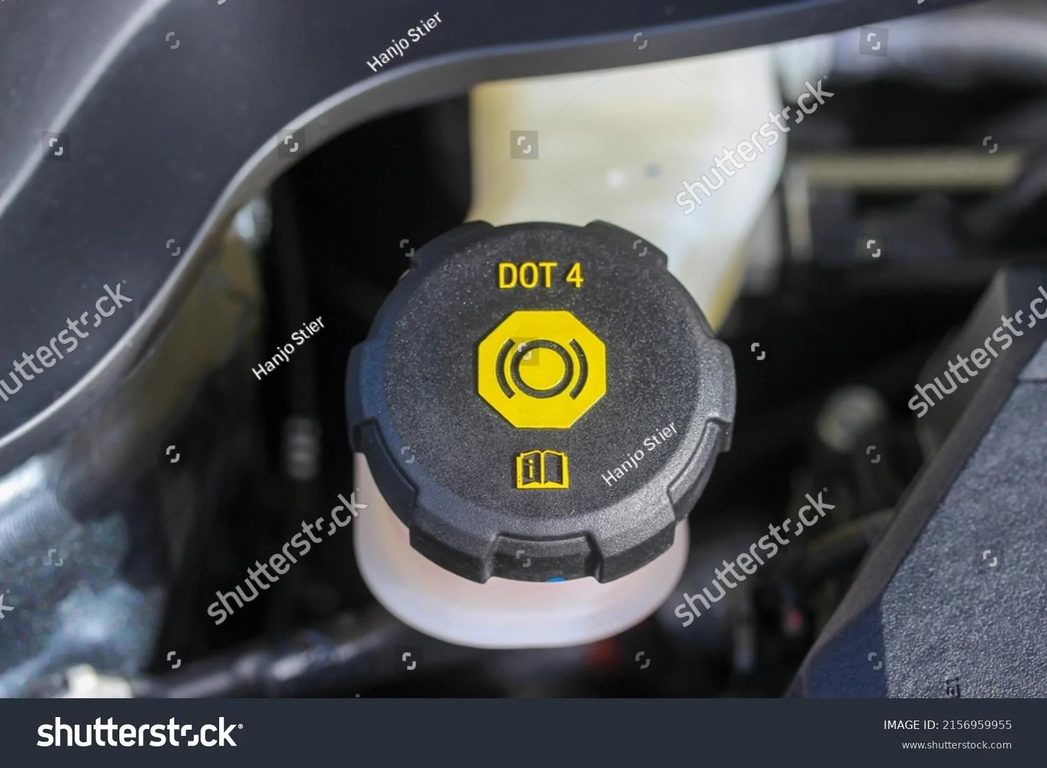 Tesla Cybertruck Closeups!! Dual Motor Cybertruck shows frunk open, alcantara headliner, perforated seats, rectangular steering wheel, VIN # (8/31 pics) stock-photo-brake-fluid-reservoir-of-a-new-vehicle-2156959955