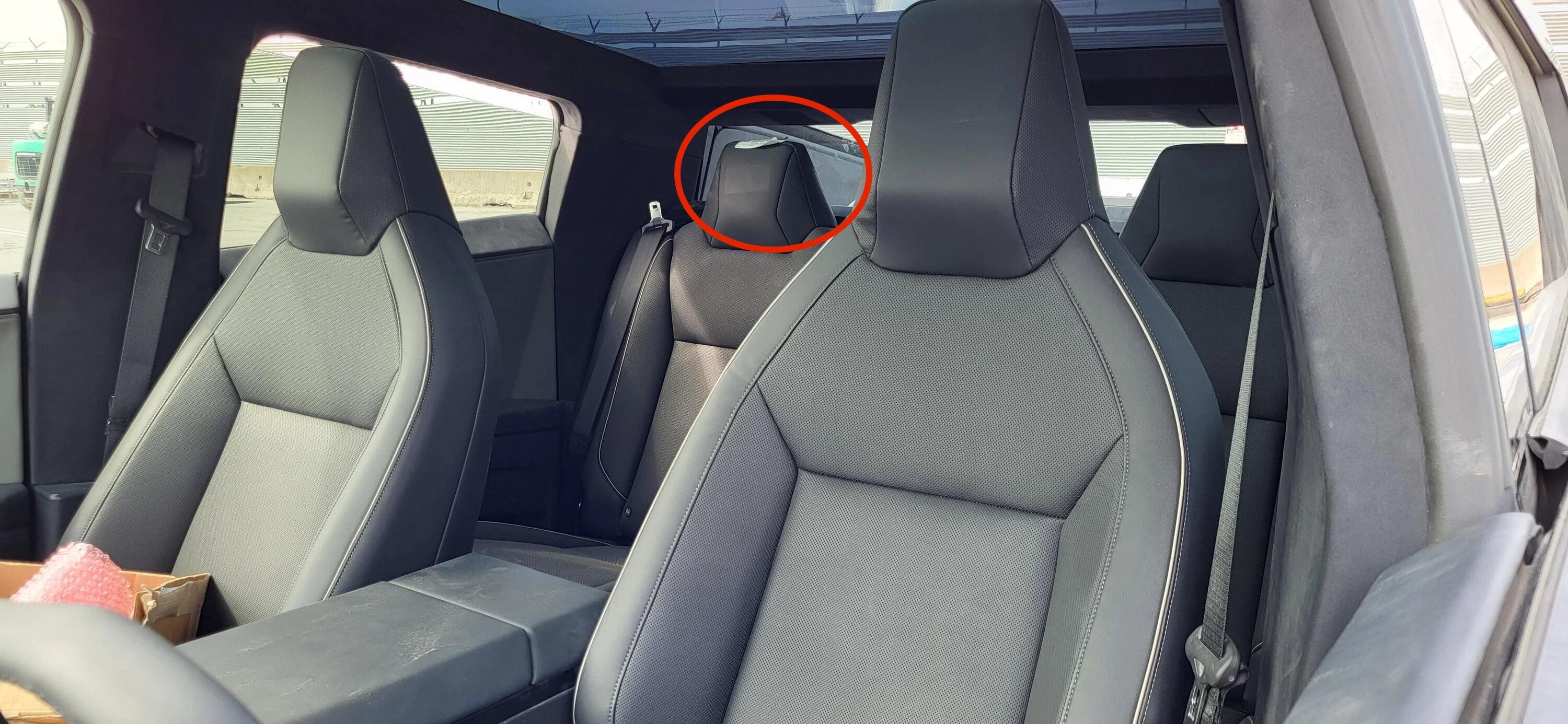 Tesla Cybertruck Closeups!! Dual Motor Cybertruck shows frunk open, alcantara headliner, perforated seats, rectangular steering wheel, VIN # (8/31 pics) SailStorageAfterAll