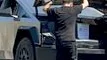 Tesla Cybertruck Closeups!! Dual Motor Cybertruck shows frunk open, alcantara headliner, perforated seats, rectangular steering wheel, VIN # (8/31 pics) D1ED4AEC-4D88-4EA4-9574-AB45AB97B437