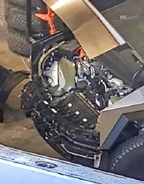 Tesla Cybertruck Closeups!! Dual Motor Cybertruck shows frunk open, alcantara headliner, perforated seats, rectangular steering wheel, VIN # (8/31 pics) 8C9ED928-67D7-4A36-A77E-1236AE571F90