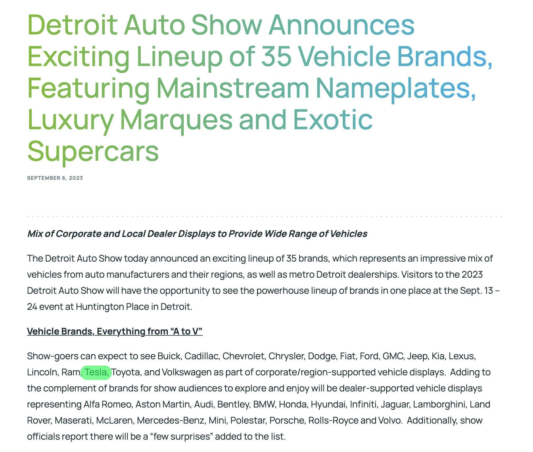 Tesla Cybertruck See the Cybertruck at Detroit Auto Show starting 9/16. Tesla returning after multi-year boycott detroitsho