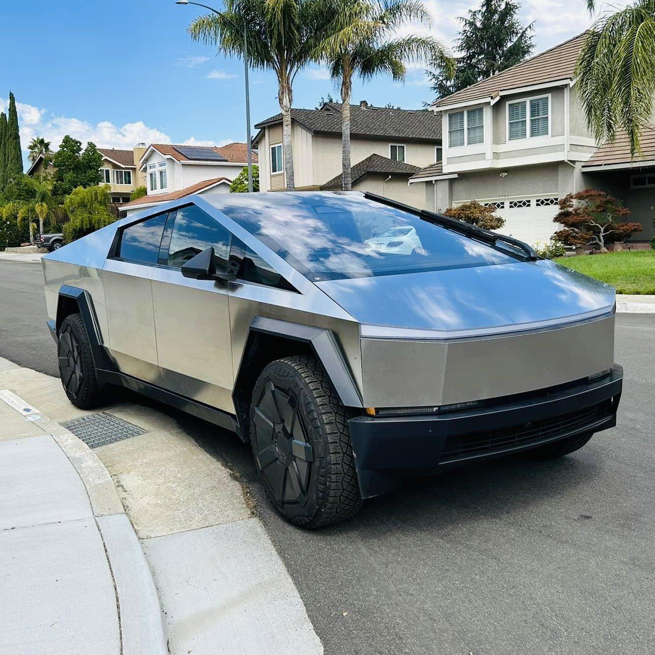Tesla Cybertruck Cybertruck parked on street in residential neighborhood [9/9 pics] Cybertruck parked on street