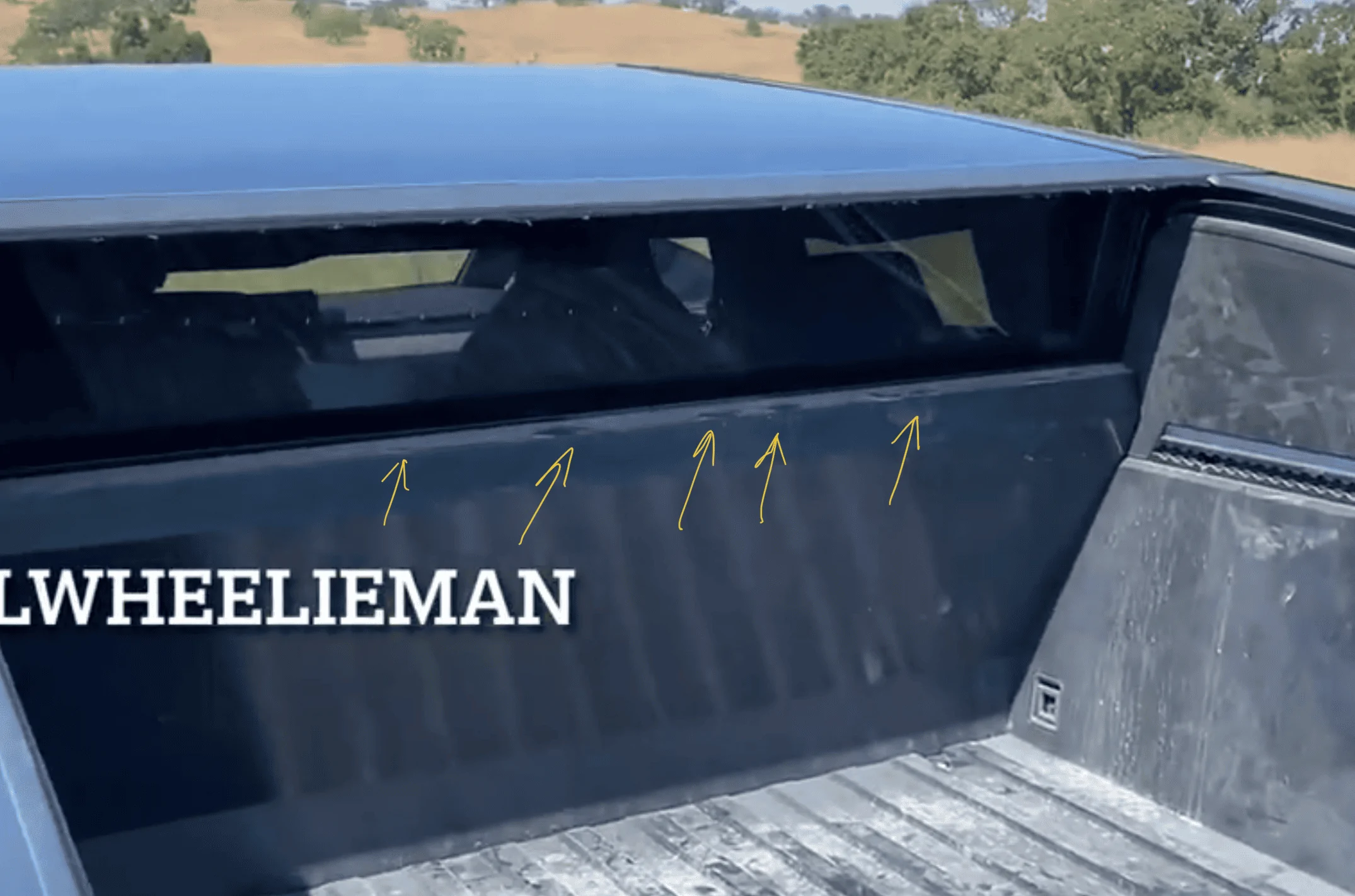 Tesla Cybertruck Cybertruck parked at garage (shows vault bed lights!) 1694962358706
