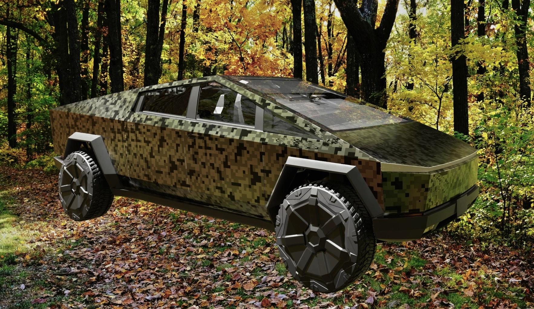 Tesla Cybertruck [Videos added] Cybertruck gets new wrap! Minecraft low-res digital camo style 📸 Camo-002