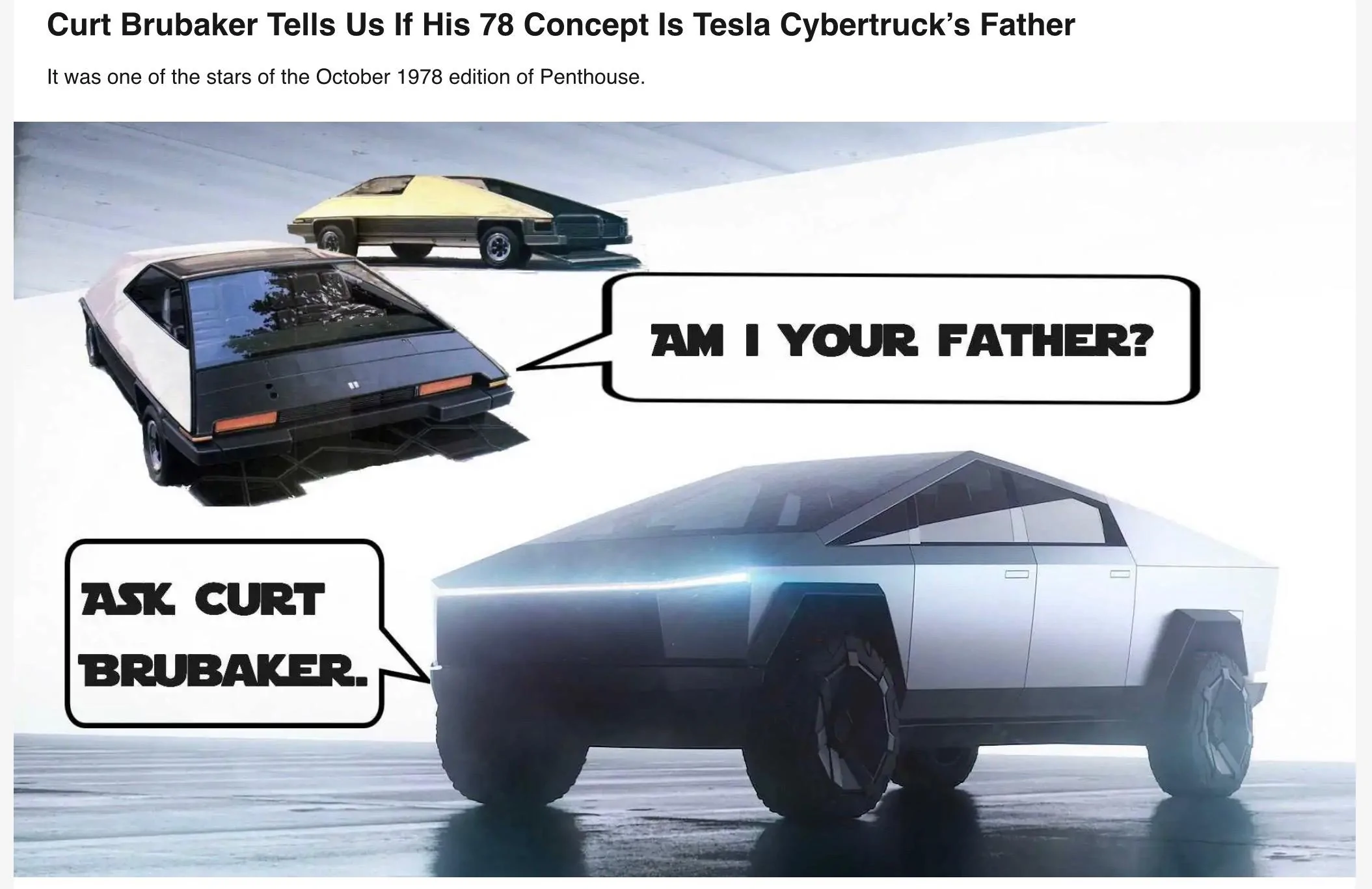 Tesla Cybertruck How Musk got the CT design idea Curt Brubaker Tells Us If His 78 Concept Is Tesla Cybertruck’s Father