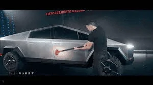 Tesla Cybertruck Unassembled fender quarter panels stainless steel parts on Giga Texas factory floor 1696347437010