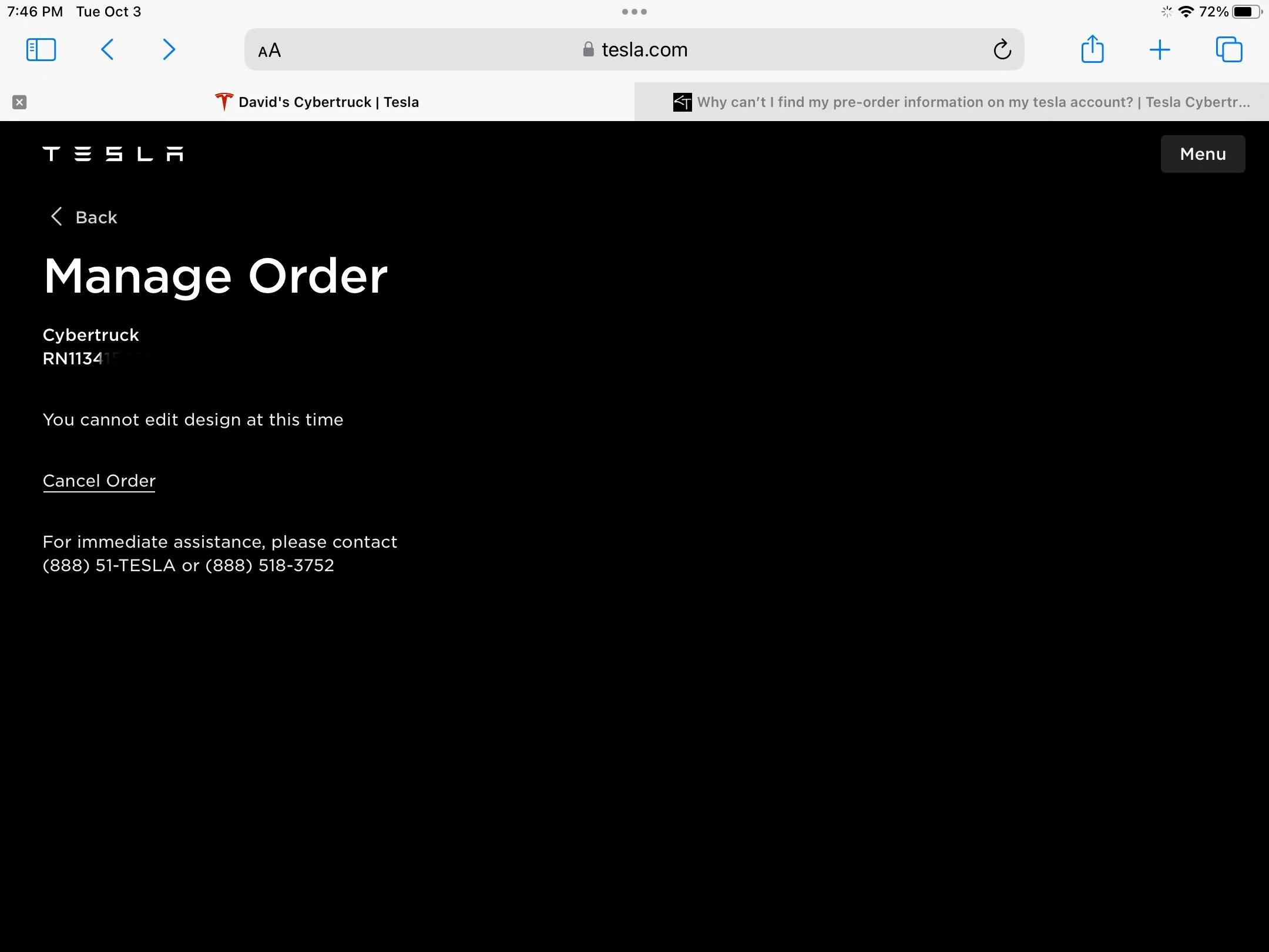 Tesla Cybertruck Why can’t I find my pre-order information on my tesla account? D2649908-06C2-4193-9D5A-88D61AA93790