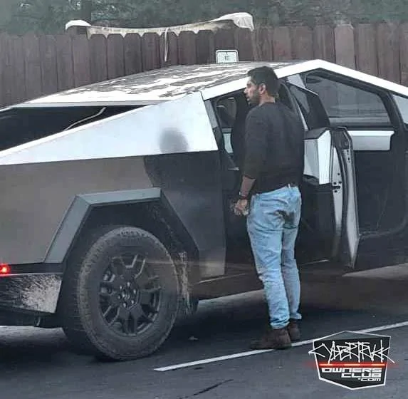 Tesla Cybertruck Cybertruck with partial white interior spotted in Truckee CA Tesla cybertruck white interior door dashboard