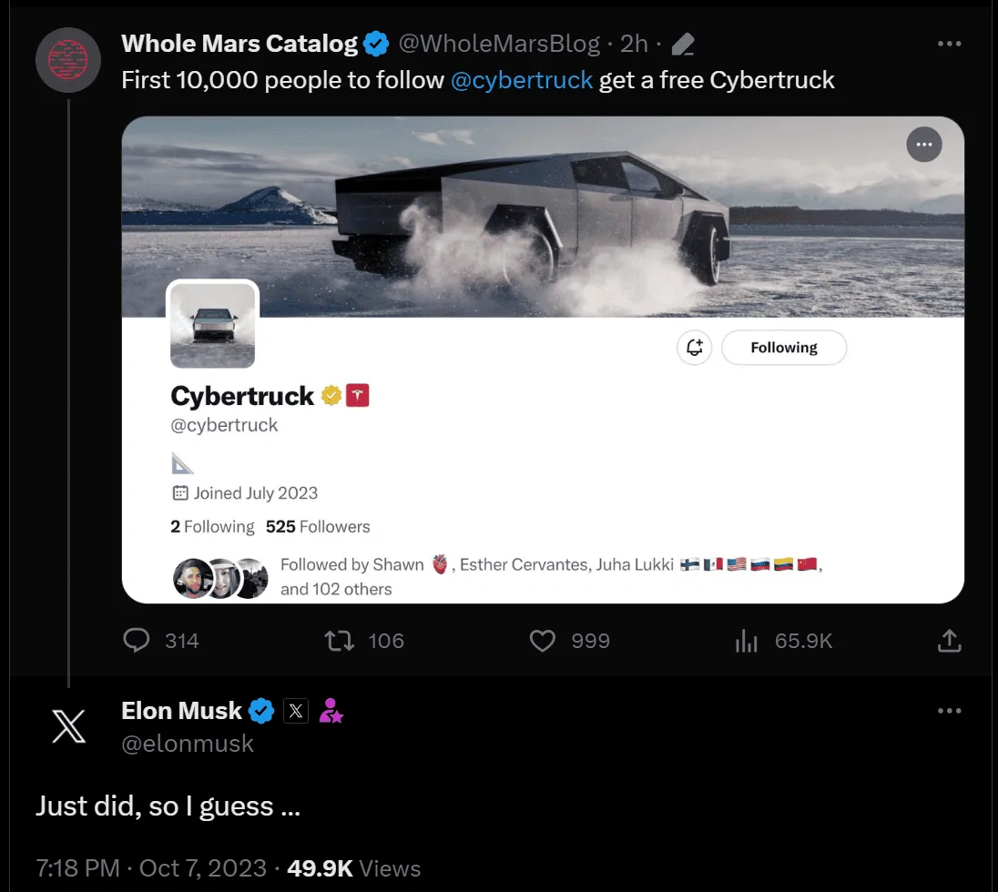 Tesla Cybertruck Official Cybertruck X (Twitter) Profile Is Now LIVE! Screenshot 2023-10-07 205245