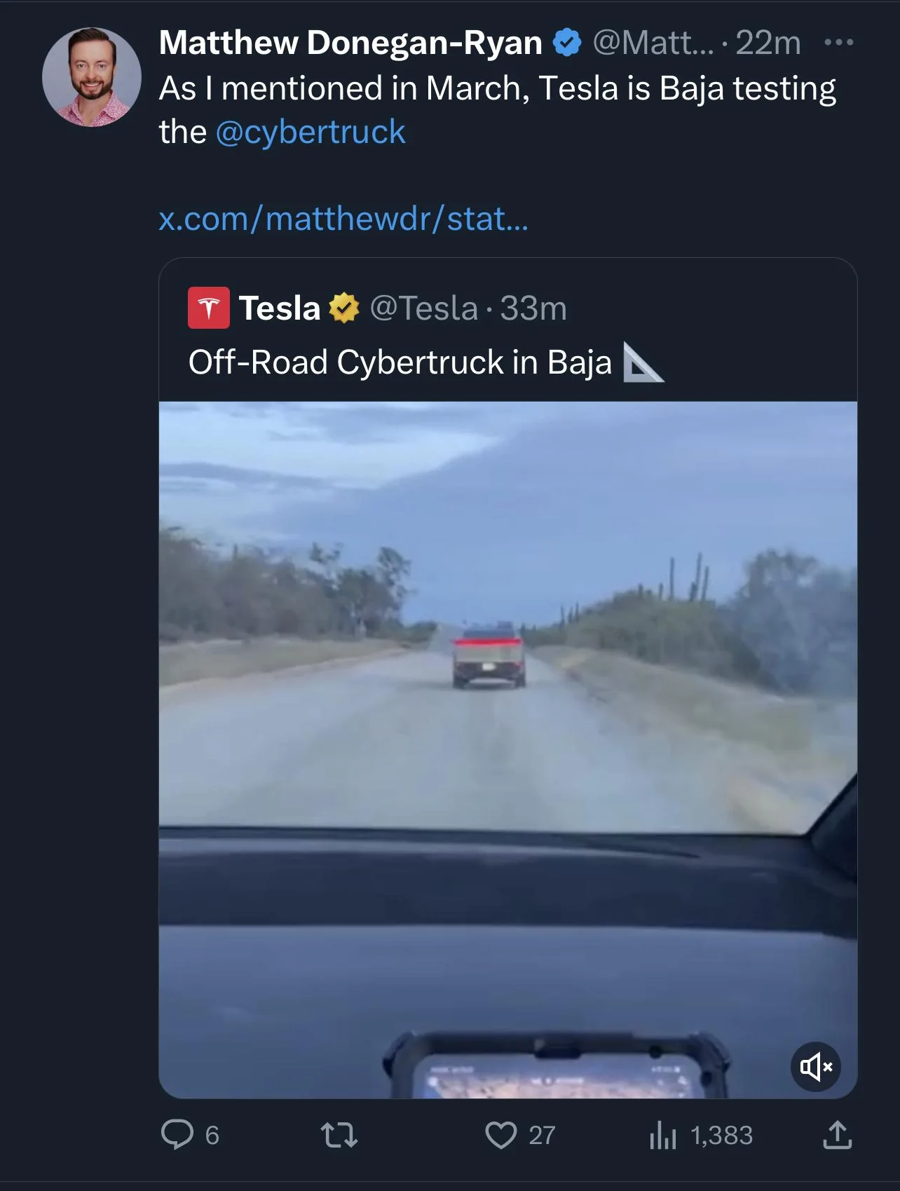 Tesla Cybertruck Cybertruck off-roading in Baja (live streamed by Tesla)! 1454789B-3764-4743-8539-1A62447434D4