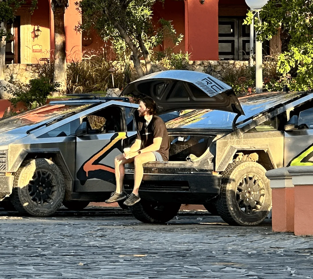Tesla Cybertruck Motherlode of Cybertrucks pics from Mexico hotel -- frunkgating, offroad gear, bed & interior peek! Screen-Shot-2023-10-09-at-9.49.46-AM copy