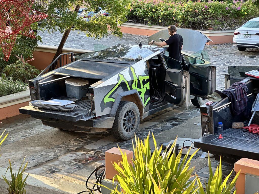 Tesla Cybertruck Motherlode of Cybertrucks pics from Mexico hotel -- frunkgating, offroad gear, bed & interior peek! IMG_2536-1024x768