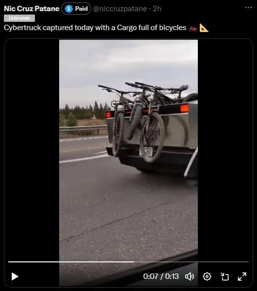 Tesla Cybertruck Mountain bikes inside the bed when covered/closed 5mvCq9a
