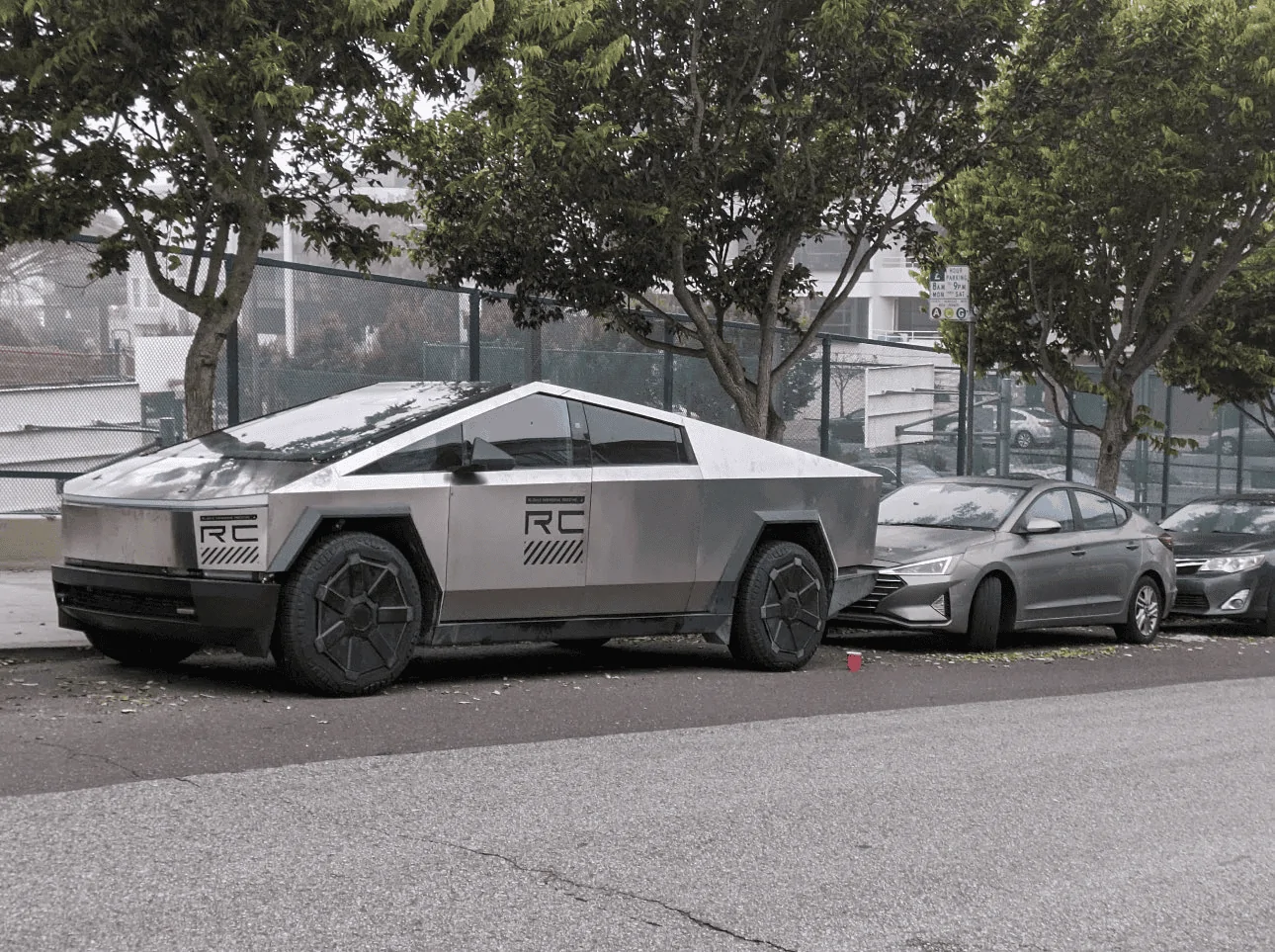 Tesla Cybertruck Sentry Mode Cyber Owl Screen seen in parked Cybertruck 1697492441791