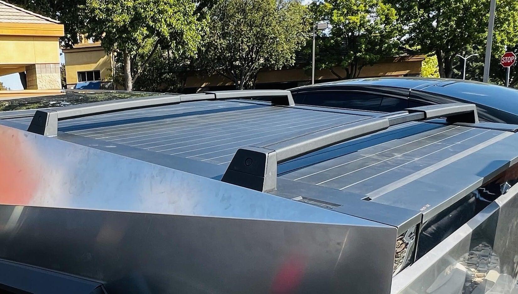 Tesla Cybertruck Bed Rack Accessory part closeup looks 86uyxbmccmvb1