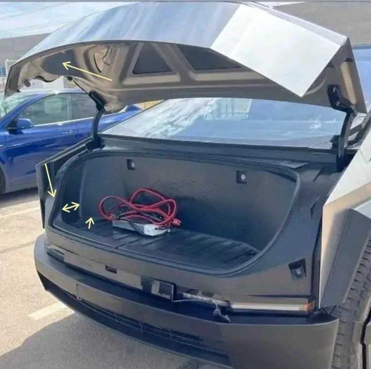 Tesla Cybertruck Frunk open view from top-down (with liner installed) 706RGM9
