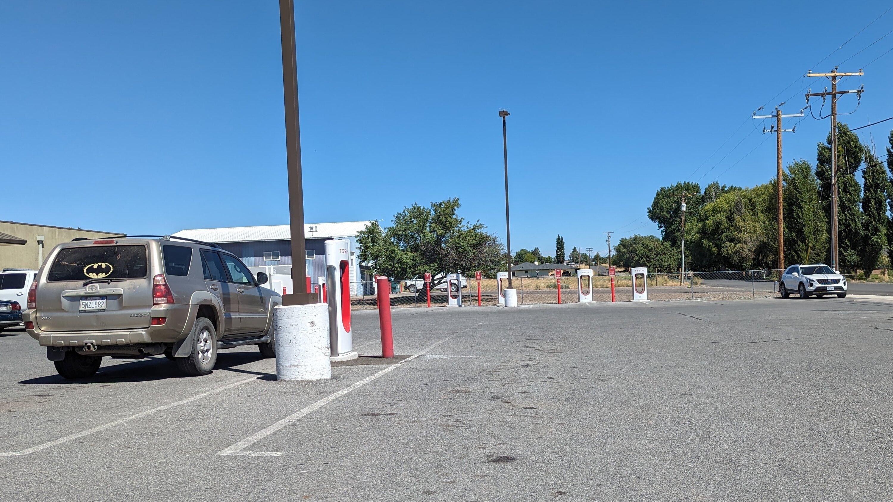 Tesla Cybertruck First Cybertruck charging at V4 Supercharger with longer charging cable. PXL_20230815_183111755 Copy