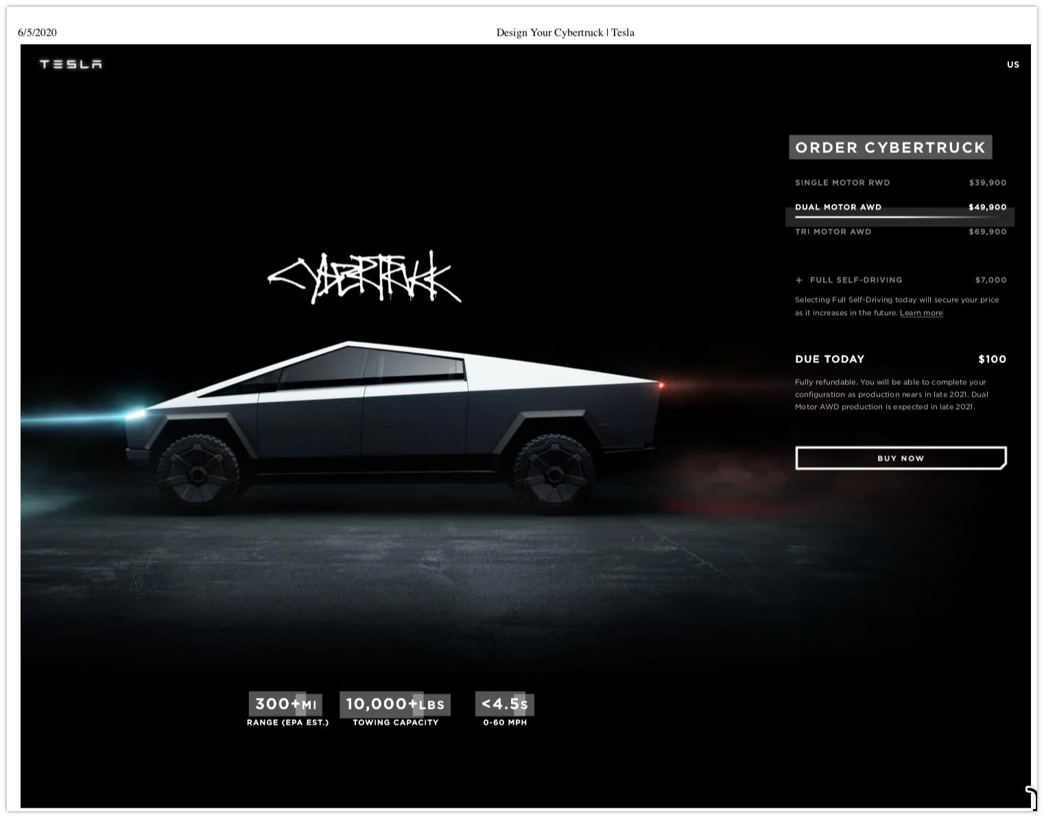 Tesla Cybertruck Rumor: $98900 price for tri-motor Cybertruck?? Cybertruck _ Tesla prices back then