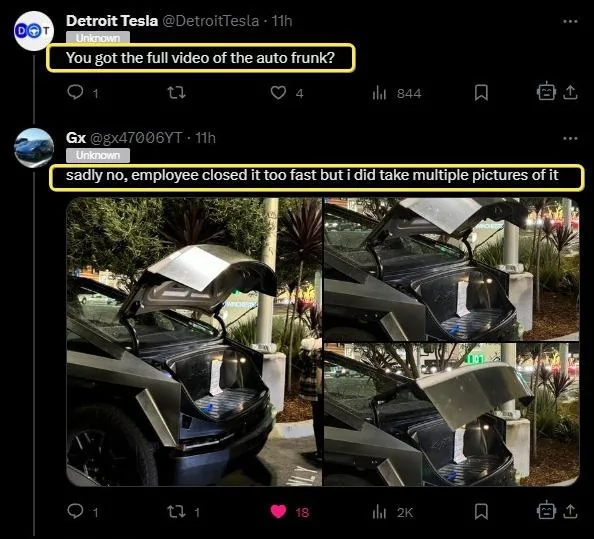 Tesla Cybertruck Powered Frunk In Action! Great shots!! mrMDm8d