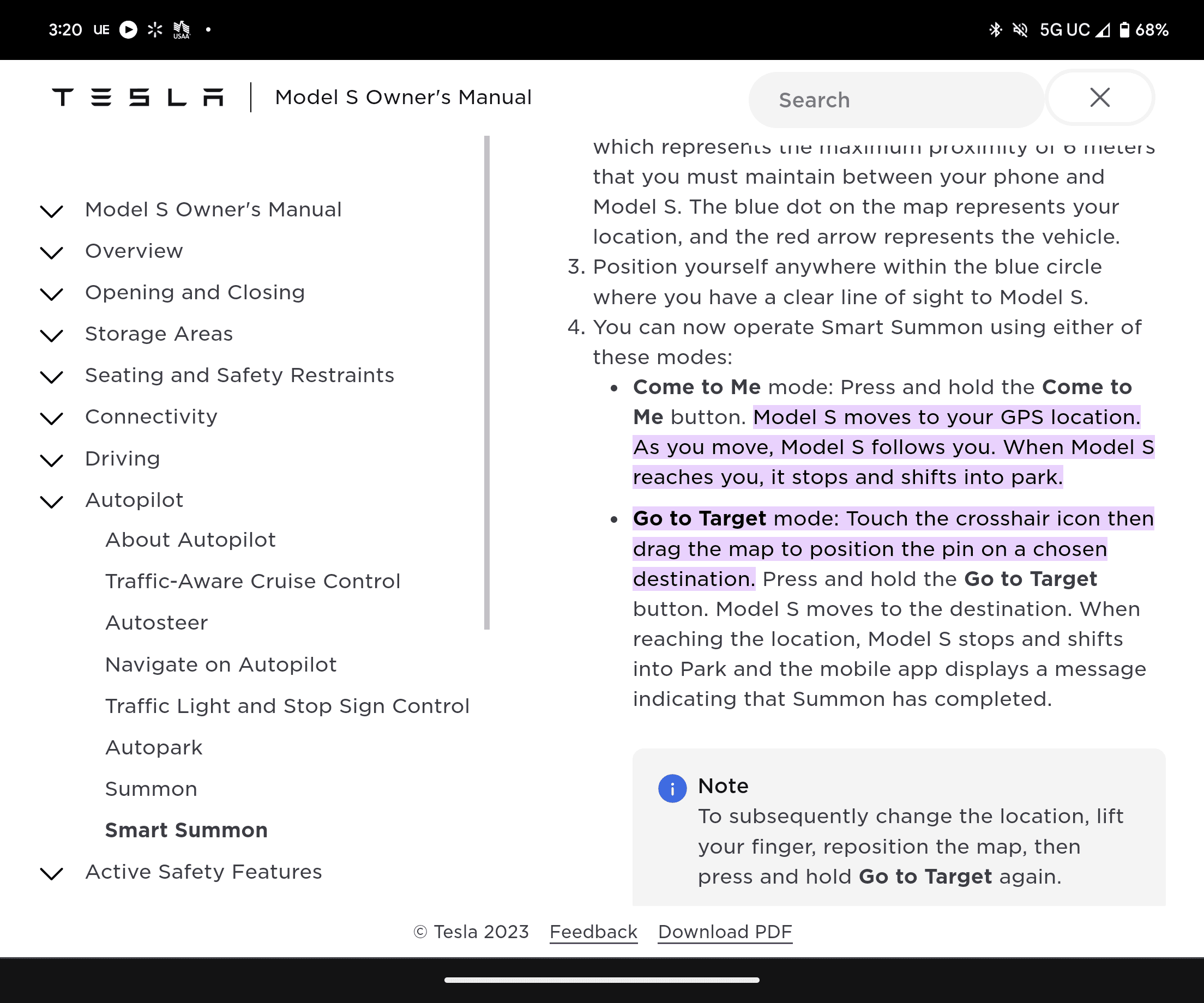 Tesla Cybertruck Feature Request for Summon - "Follow Me" Screenshot_20231028-152004