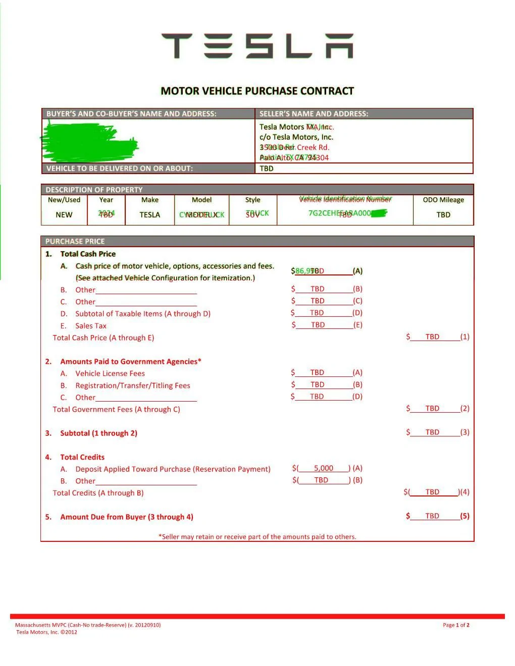 Tesla Cybertruck Cybertruck Pricing Revealed on Order Agreement (Real or Faked?) Overlay