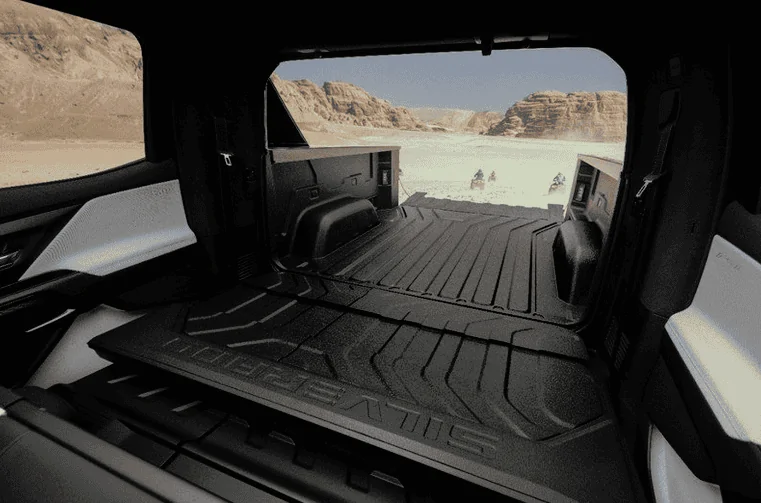 Tesla Cybertruck Video: Cybertruck tonneau cover opening, bed lighting, and tailgate dropping 1698771460788
