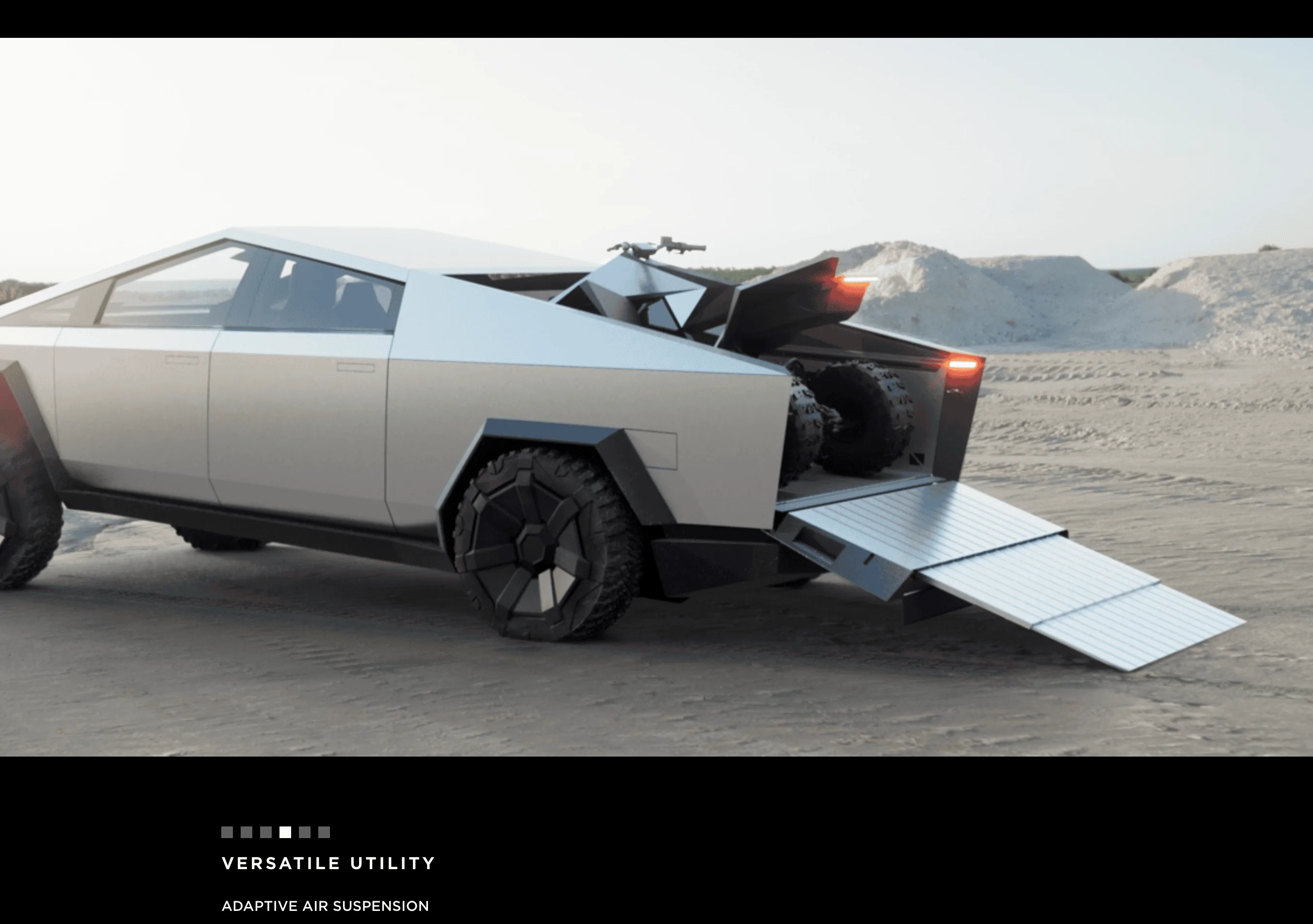 Tesla Cybertruck Cybertruck bed fully exposed w/ look at storage compartment cubby and LED lighting Screen Shot 2023-11-02 at 2.47.52 PM