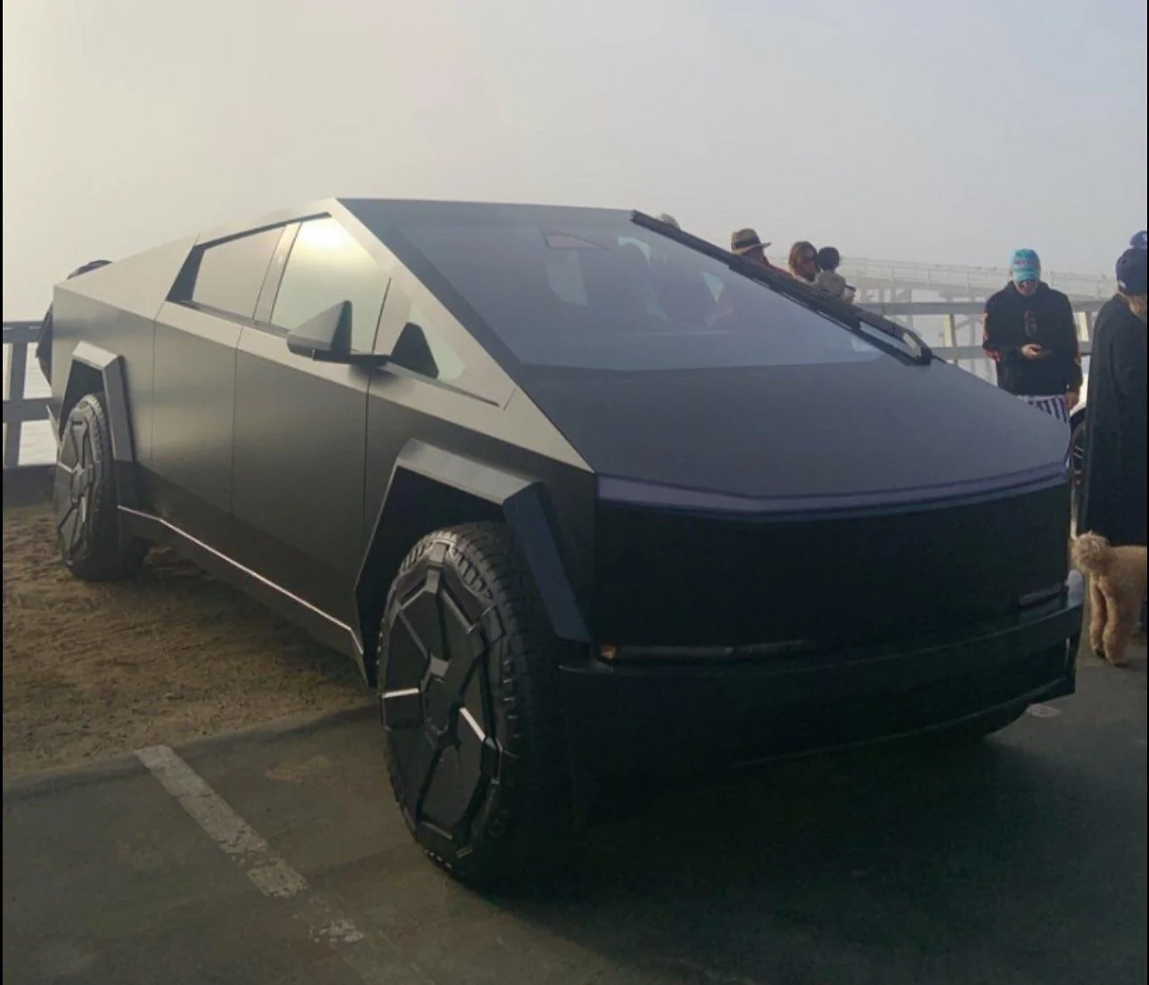 Tesla Cybertruck Matte Black Cybertruck Finally Appears!! 😱 Driven by Franz Von Holzhausen Stealth Black Cybertruck